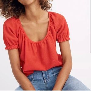 NWOT Madewell Texture & Thread Red Peasant Top
